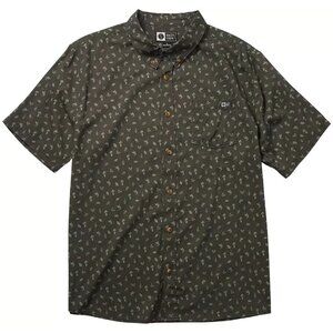 Salty Crew Men's Coastal Woven Charcoal Short Sleeve Button up Size Large